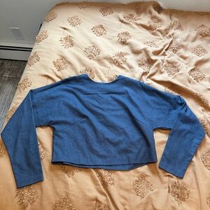 Grey Cropped Long-Sleeve Top